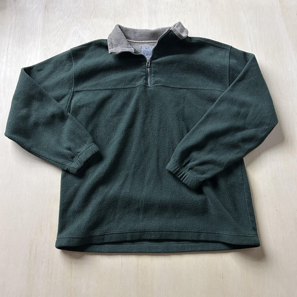 Y2K Starting Point Sweatshirt Mens Large Green Fleece 1/4 Zip Pullover Mock Neck